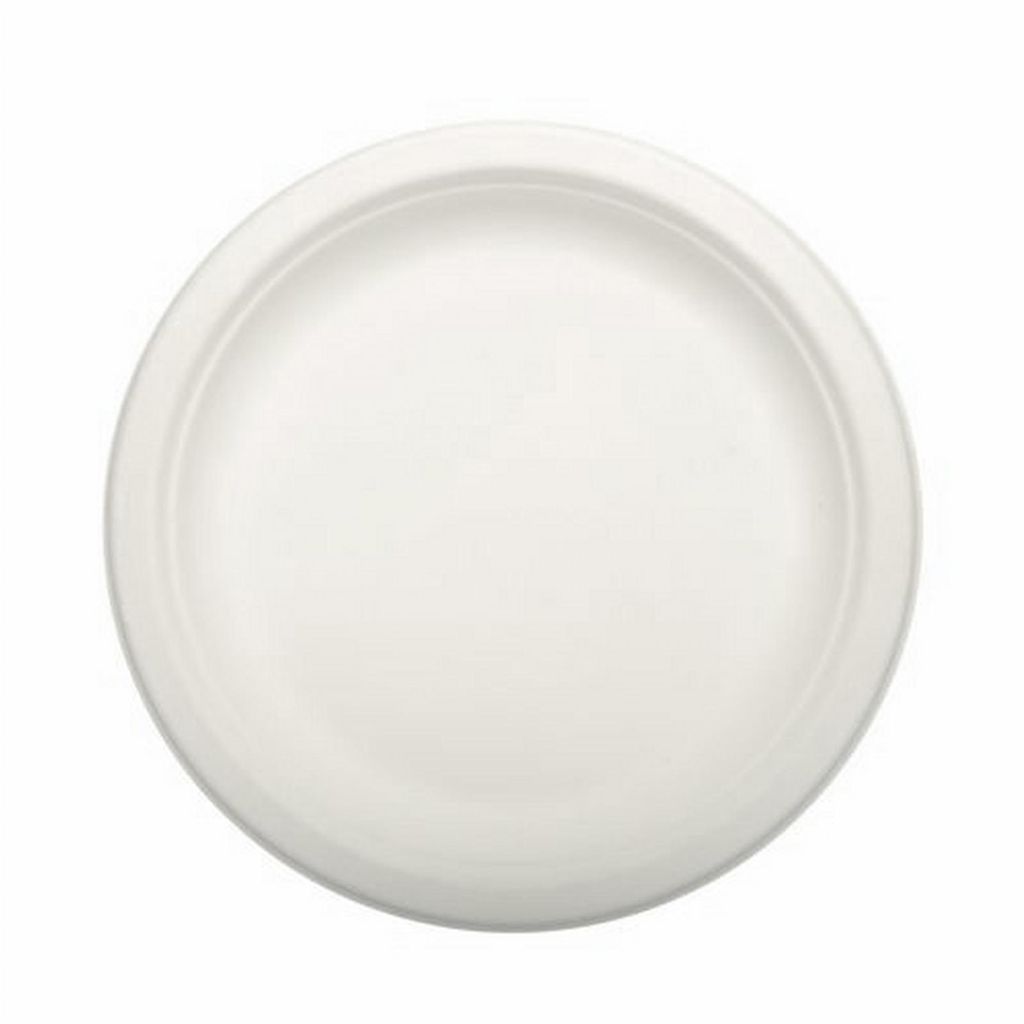 Papstar 84582, Teller, Rund, Zuckerrohr, Weiß, Einfarbig, Produktbild 