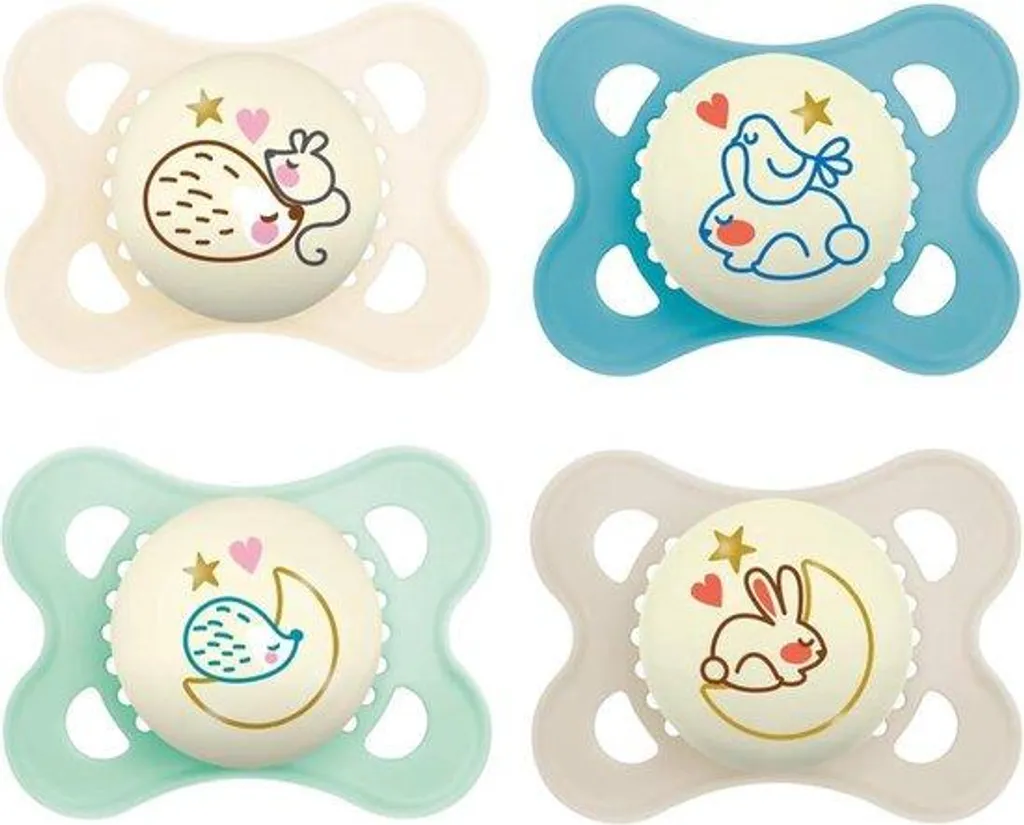 Lot de 4 tétines en silicone 0-6 mois coloris foncés sans BPA pour bébé