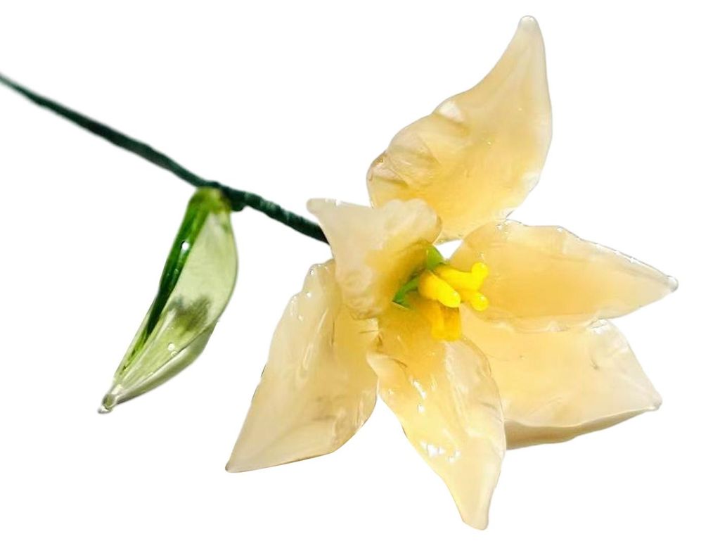 Handgefertigte Glasblume mit Drahtstiel, mundgeblasen, farbig glasiert, Mini-Blumenfigur, Dekoration für Wohnzimmer, Büro, Tisch, Blumenvase, Orn...