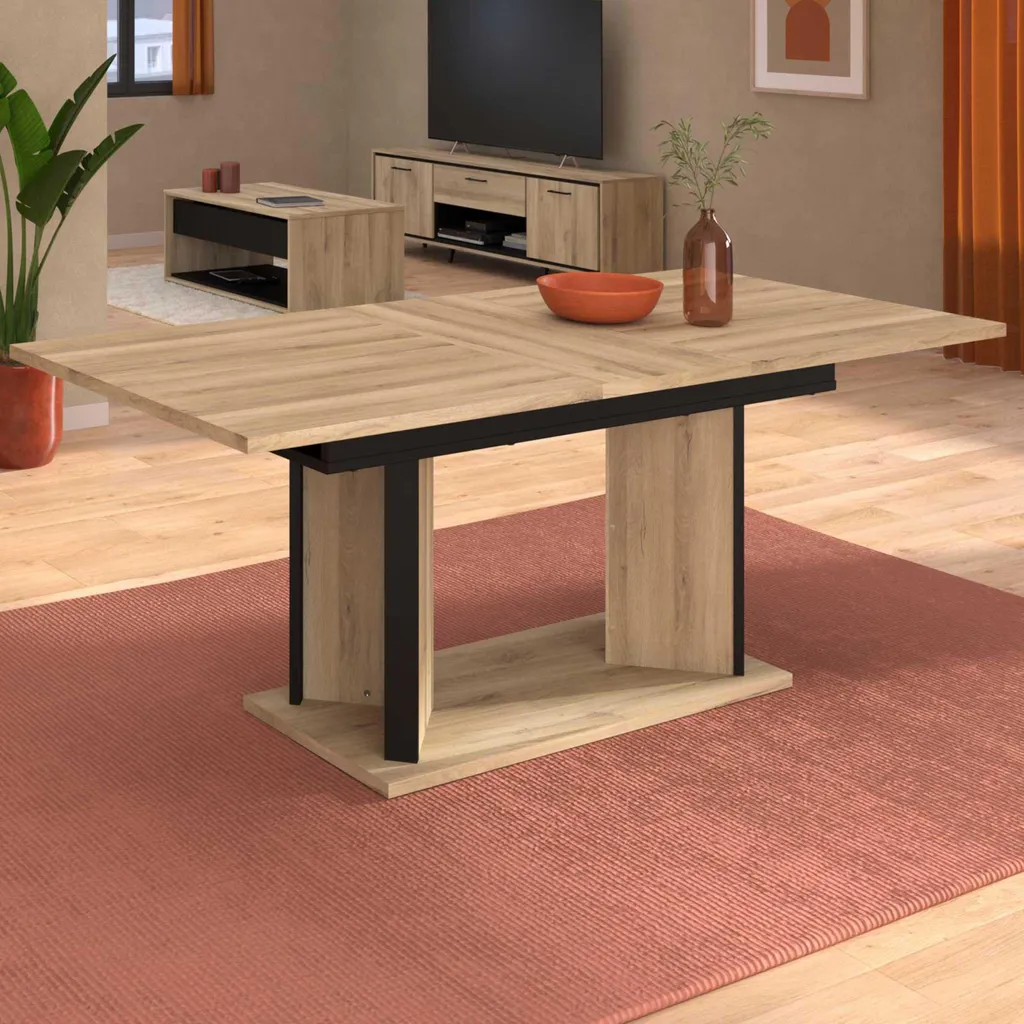 Grande table de repas Oskar extensible pour 8 personnes chêne noir - 10