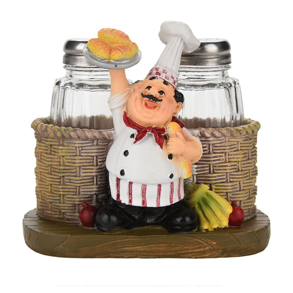 Roztomilá soška kuchaře, slánka a pepřenka, držák na láhev, Obrázek produktu 