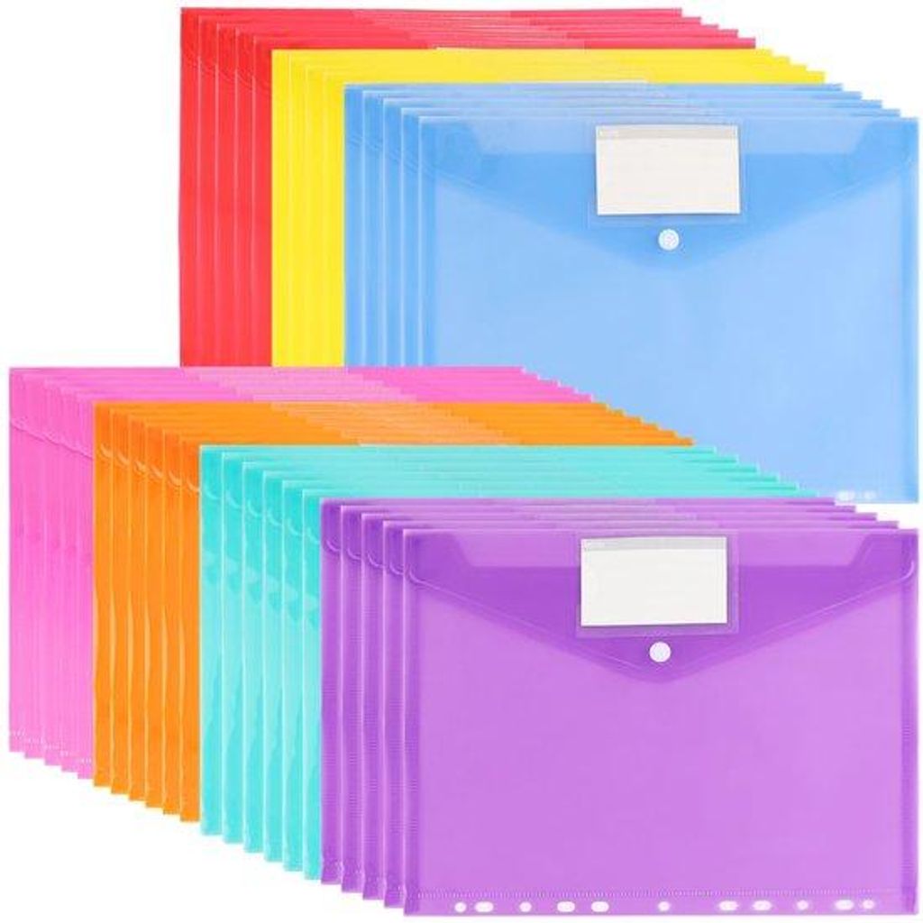 7 Farben Dokumentenmap A4 transparent mit Etikettenfeld