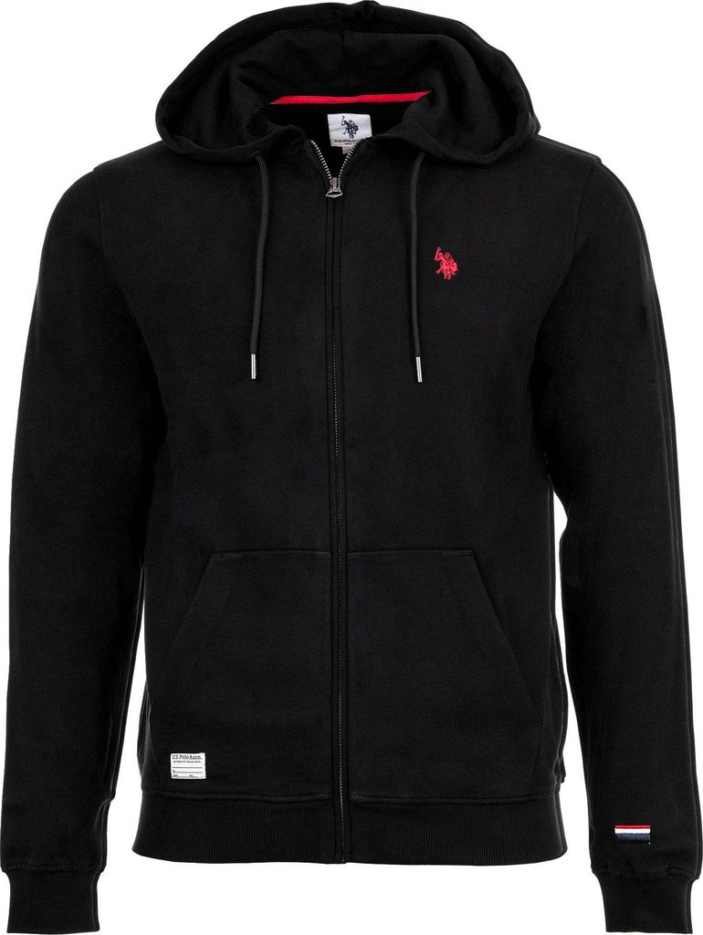 U.S. POLO ASSN. Herren Sweatjacke - Diagonal Fleece Carbon Finish, Zip- Jacke, Kapuze, Baumwolle Schwarz 3XL