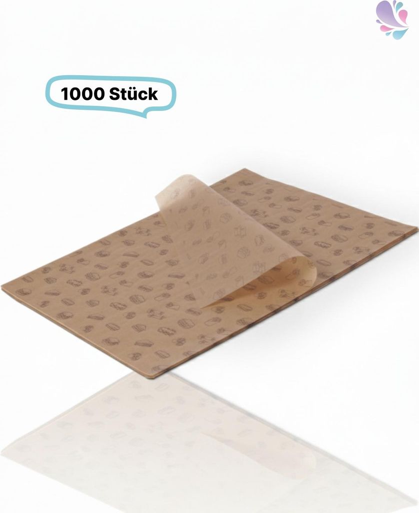 Einschlagpapier Snack, braun, mit Neutralmotiv, 31x40 cm, 1000 Stück, fettdicht, für Verpackung von Lebensmitteln