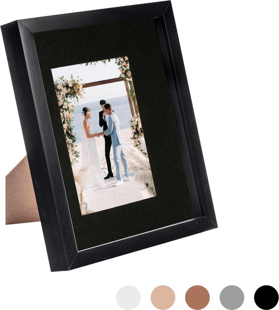 Nicola Spring 8 x 10 3D-Schatten-Kasten-Foto-Rahmen - Pop-up-Anzeige Bilderrahmen mit 4 x 6 Montage - Glas Aperture - Schwarz / Schwarz