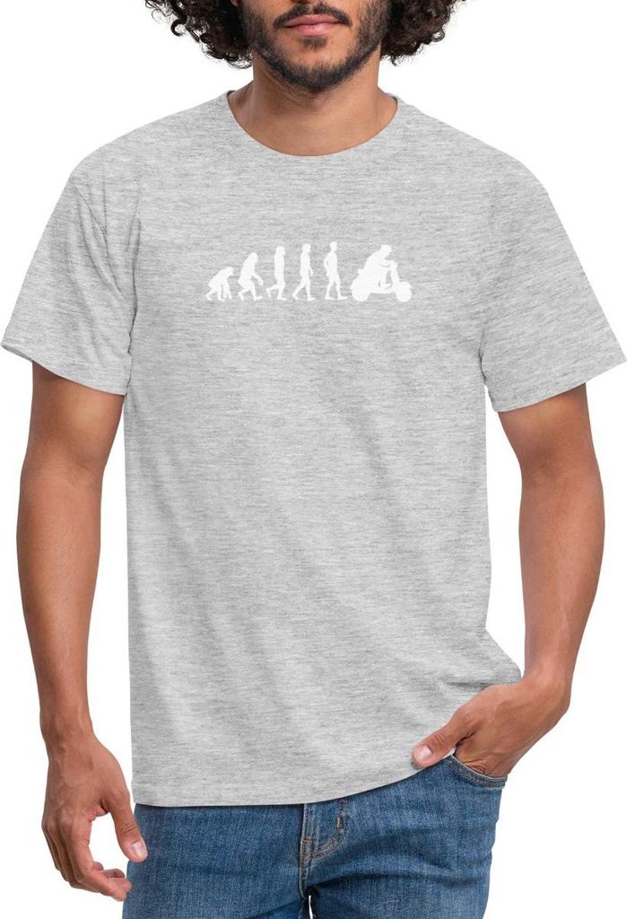 Spreadshirt Evolution Rollerfahrer Moped Motorroller Männer T-Shirt, 4XL, Grau meliert