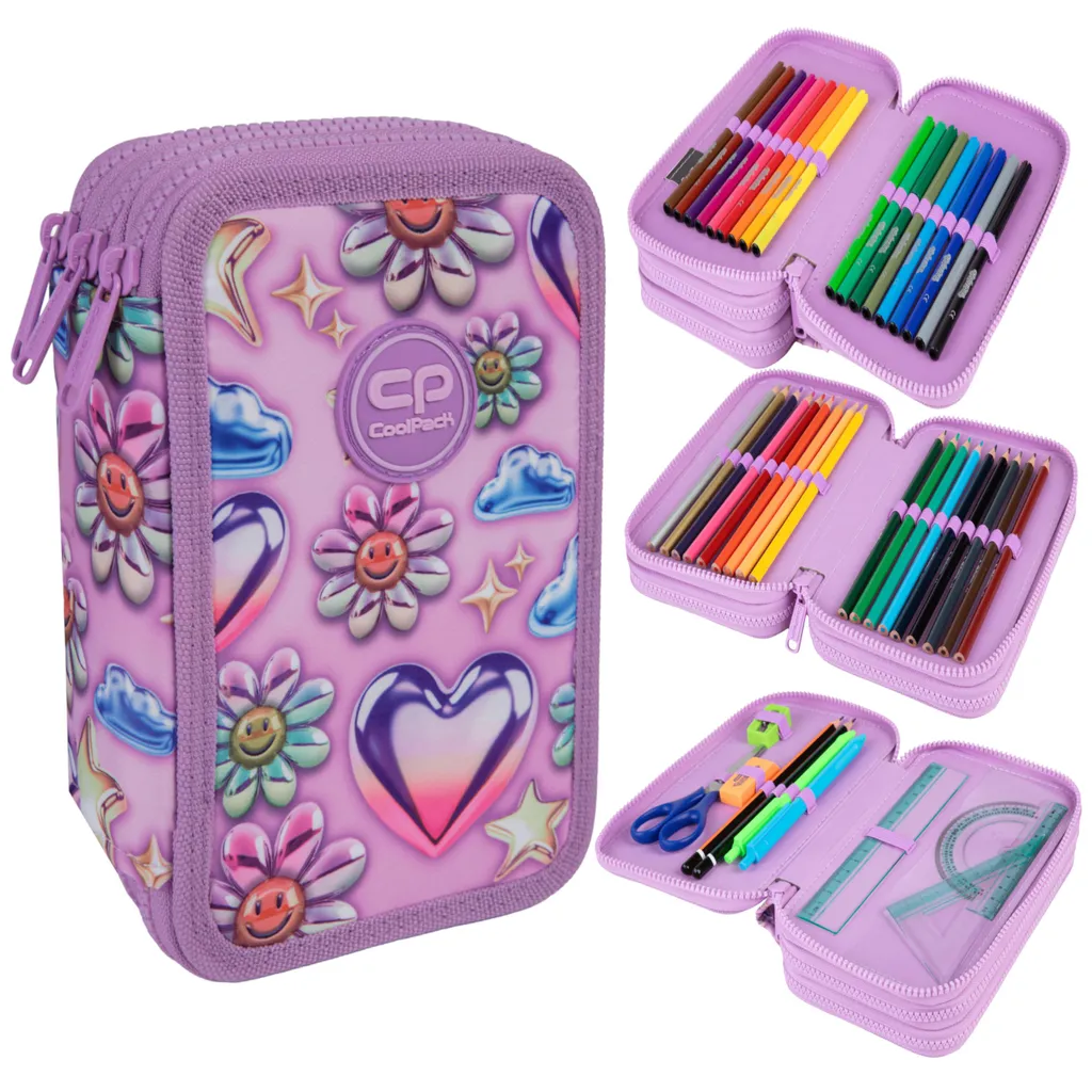 Trousse Scolaire Garnie 3 Compartiments Jumper 3 Coolpack Motif Baloons