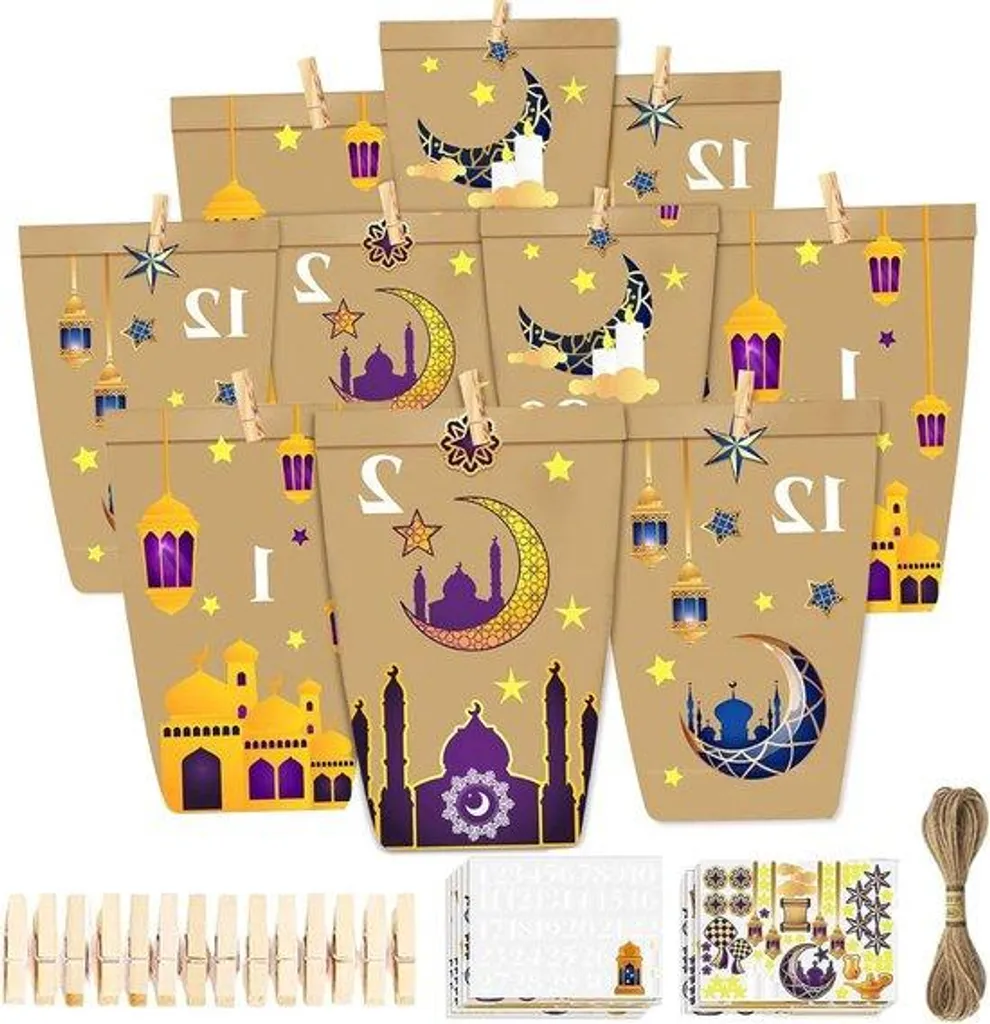 Kit Calendrier de l'Avent à décorer soi-même avec pinces et ficelle bois