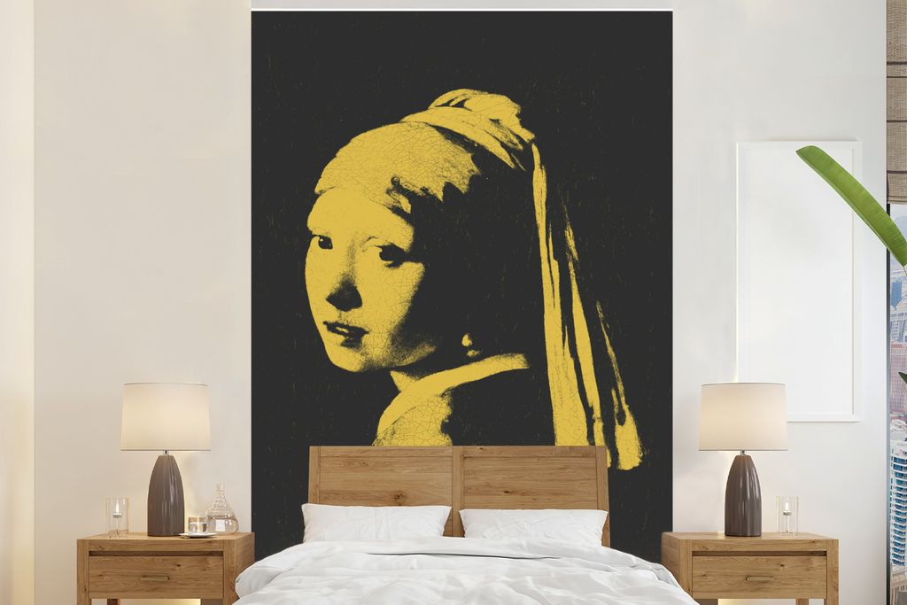 MuchoWow Fototapete für Wohnzimmer oder Schlafzimmer Wandtapete Vinyl Motivtapete Mädchen mit einem Perlenohrring - Johannes Vermeer - Gelb - 1...