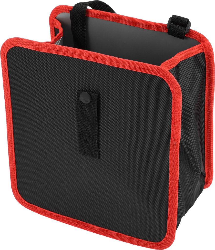 1 Stück Auto Mülltonne Auto Müllbehälter Hängend Faltbar Oxford Tuch Schwarz Rot 23 cm Länge 13 cm Breite 23 cm Höhe