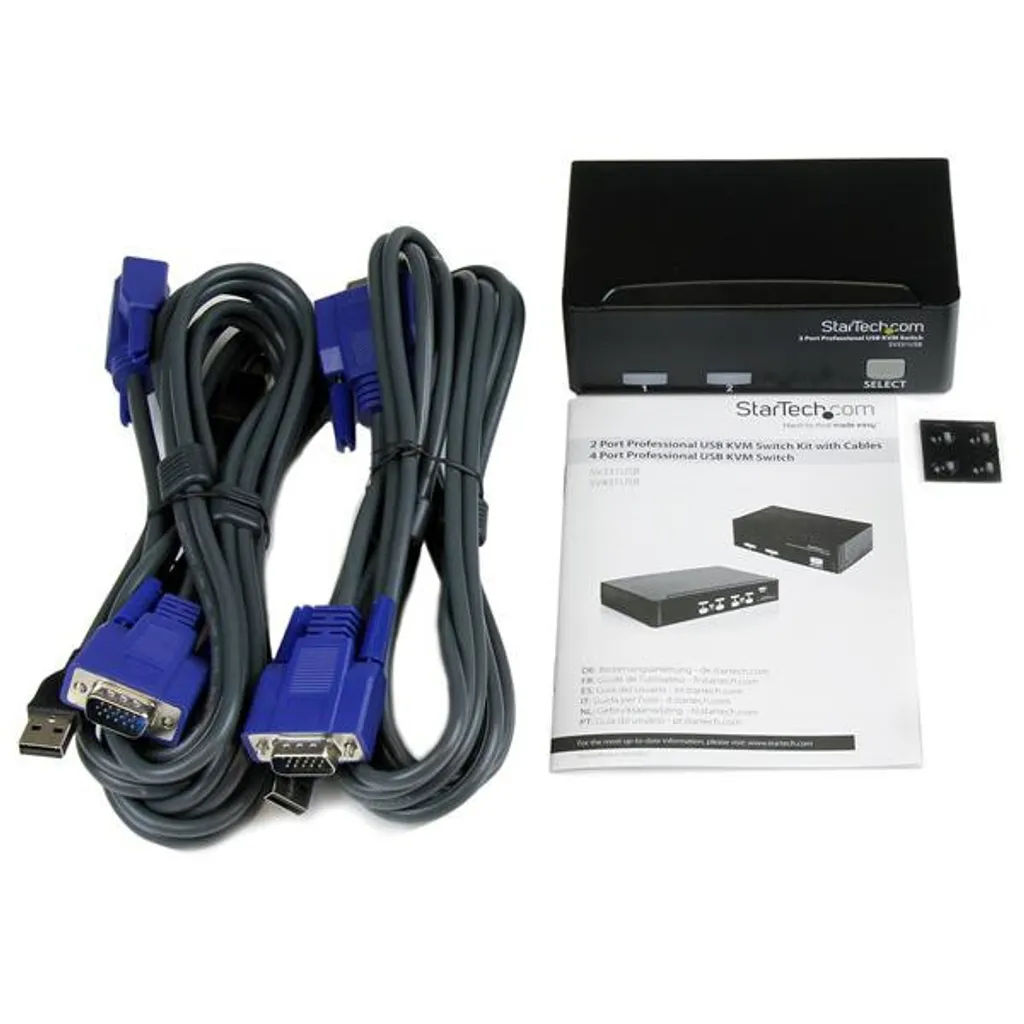 Commutateur KVM VGA compact auto-alimenté USB pour gestion double PC - 4