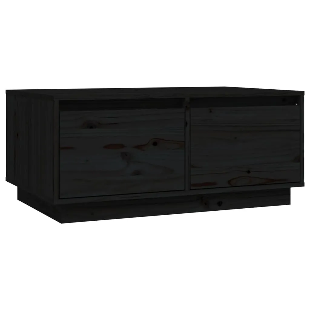 Tavolino da Salotto SYFAX™ Legno Massello Pino Nero 80x50x35 cm