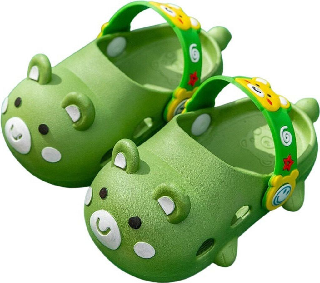 Kinder Clogs Badeslipper Sandale Pantoletten Slipper Schweine T11 Grün Gr.30/31