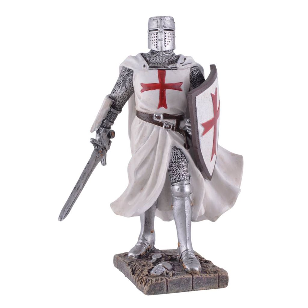 Deutscher Templerritter mit Schwert und Schild, weiß-rot