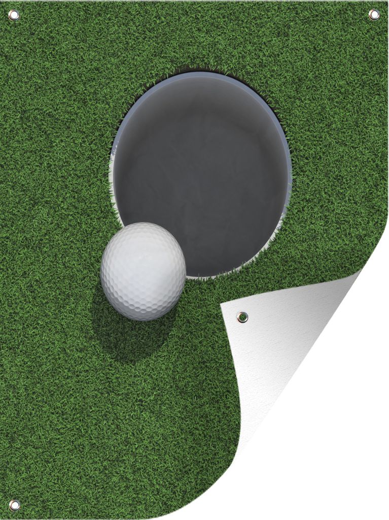 MuchoWow 60x80 cm Outdoor-Poster Gartendeko Sichtschutz Garten Poster für den Garten Golfball auf dem Rand des Lochs