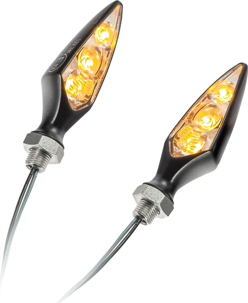 Coppia Frecce Moto LED Kellermann Rhombus S Dark Nere Anteriori