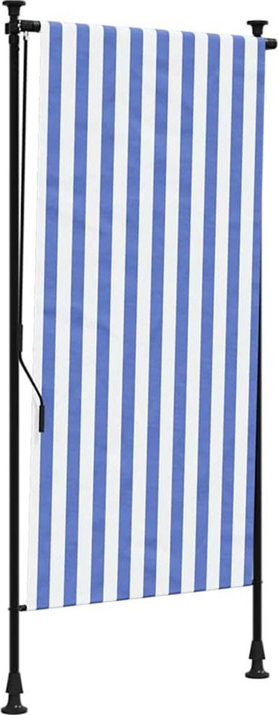 vidaXL Außenrollo Blau und Weiß 100x270 cm Stoff und Stahl