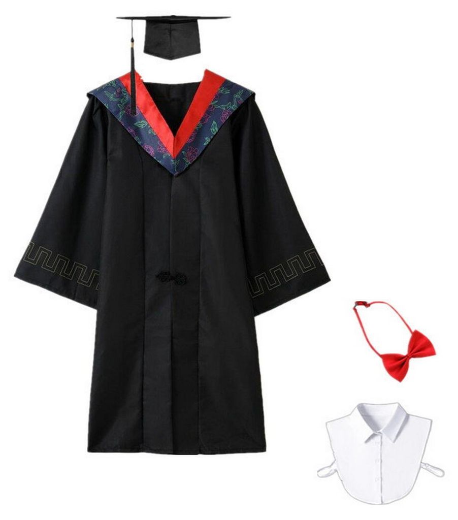 Unisex-Abschlusskleid mit matter Kappe, angedeutetem Hemdkragen und Krawatte – professionelle, formelle Kleidung für Bachelor-Absolventen (Gymna...