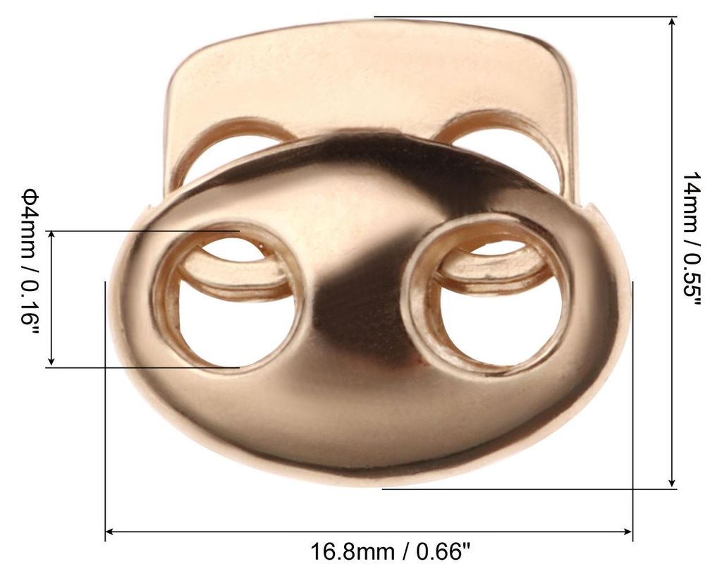 0,7x0,5" Kordelstopper, 10er Pack Doppeltes Loch Feder-Ende Knebelverschluss fš¹r Kordelzugtaschen Schnš¹rsenkel, Goldfarben
