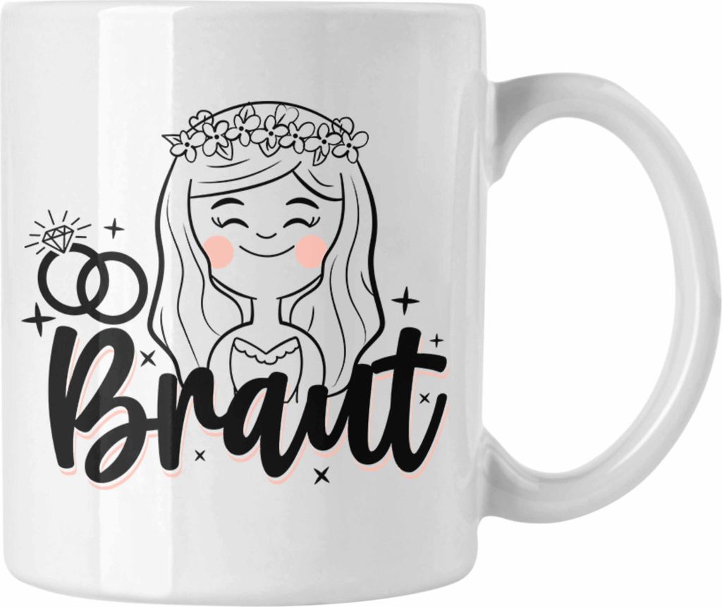 Trendation - Braut Tasse Geschenk Hochzeit Geschenkidee für Braut (Weiß)