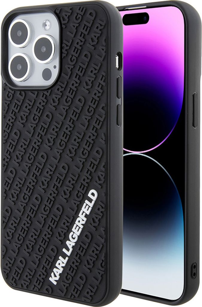 Karl Lagerfeld 3D Gummi Multi Logo Etui Für Iphone 15 Pro Max - Czarne