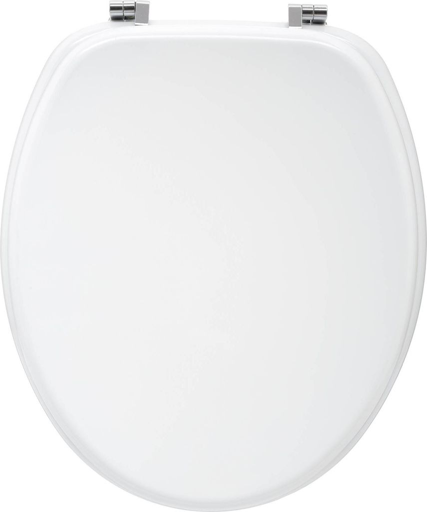 A white toilet seat viewed from above.