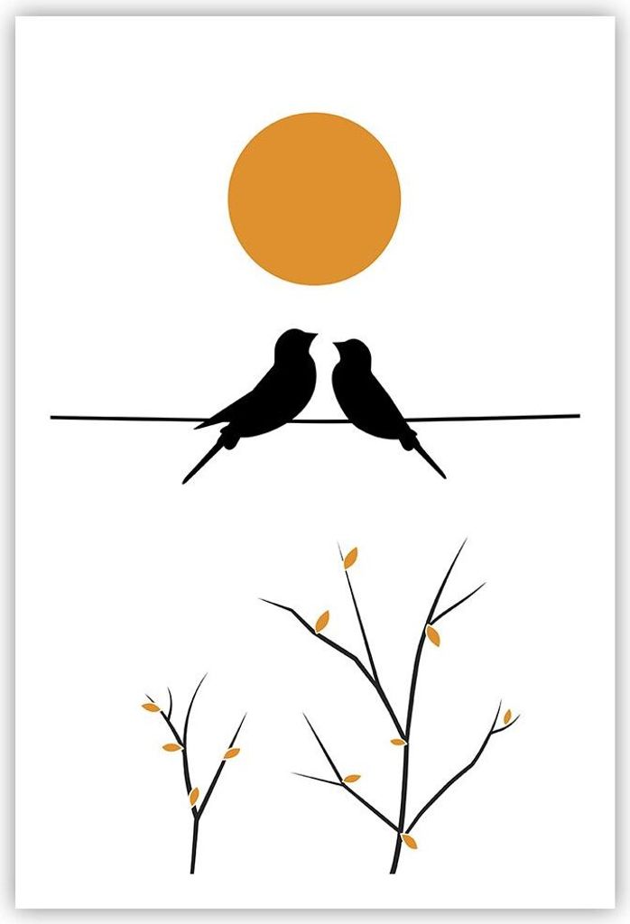 Poster - Poster ohne Rahmen - Bild Vögel Sonne - 61x91,5 cm - Wand Bild - Wanddeko - Wandbilder - Kunstposter - Wandposter - Bilder - Kunstdruck -...