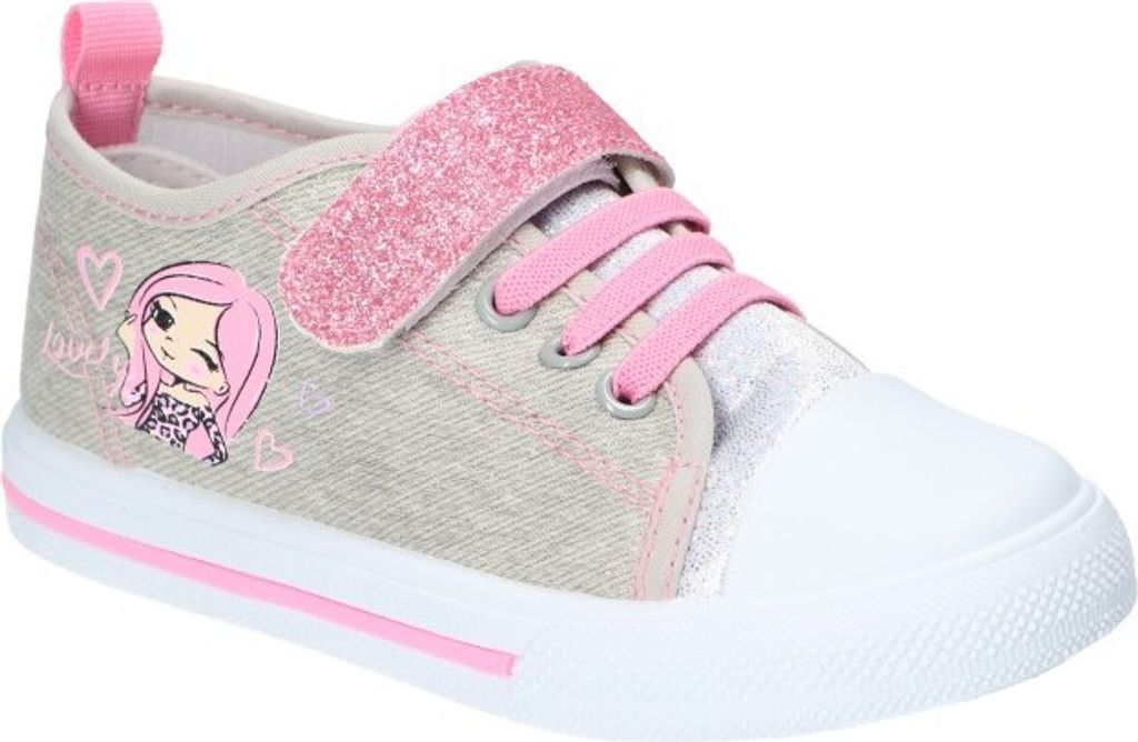 AMERICAN CLUB TEN132 Kinder-Sneaker mit Klettverschluss, Kinderschuhe, Ledereinsatz Grau/Rosa 28