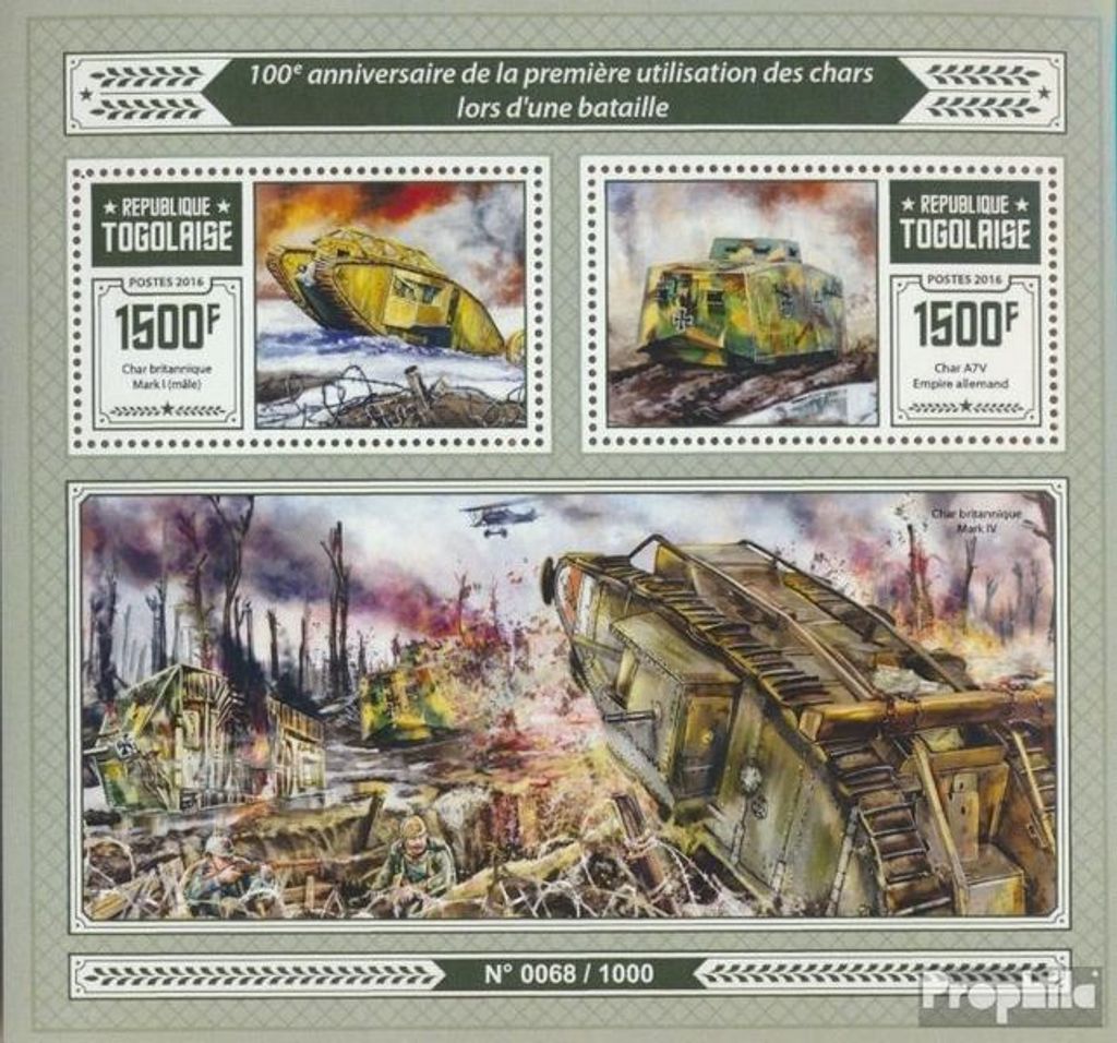 Briefmarken Togo 2016 Mi Block 1263 (kompl. Ausgabe) Produktbild 