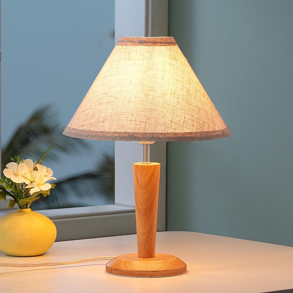 Lampa stołowa EDISHINE z drewna, lampka nocna LED z Zdjęcie produktu 