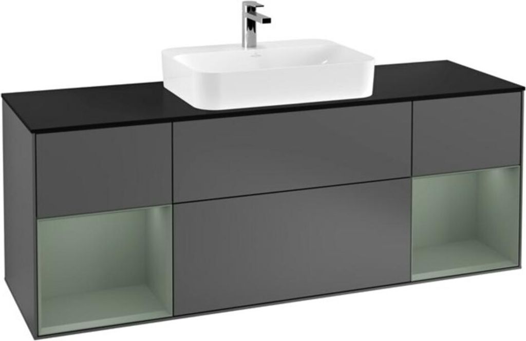 V&B Waschtischunterschrank Wandbeleuchtung Finion 160cm, Pl b m, Rg Oli. m Lac, Anthrac. m