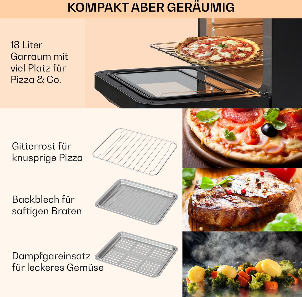 Klarstein 18 L Heißluftfritteuse, Airfryer mit Dampf- und Produktbild 6