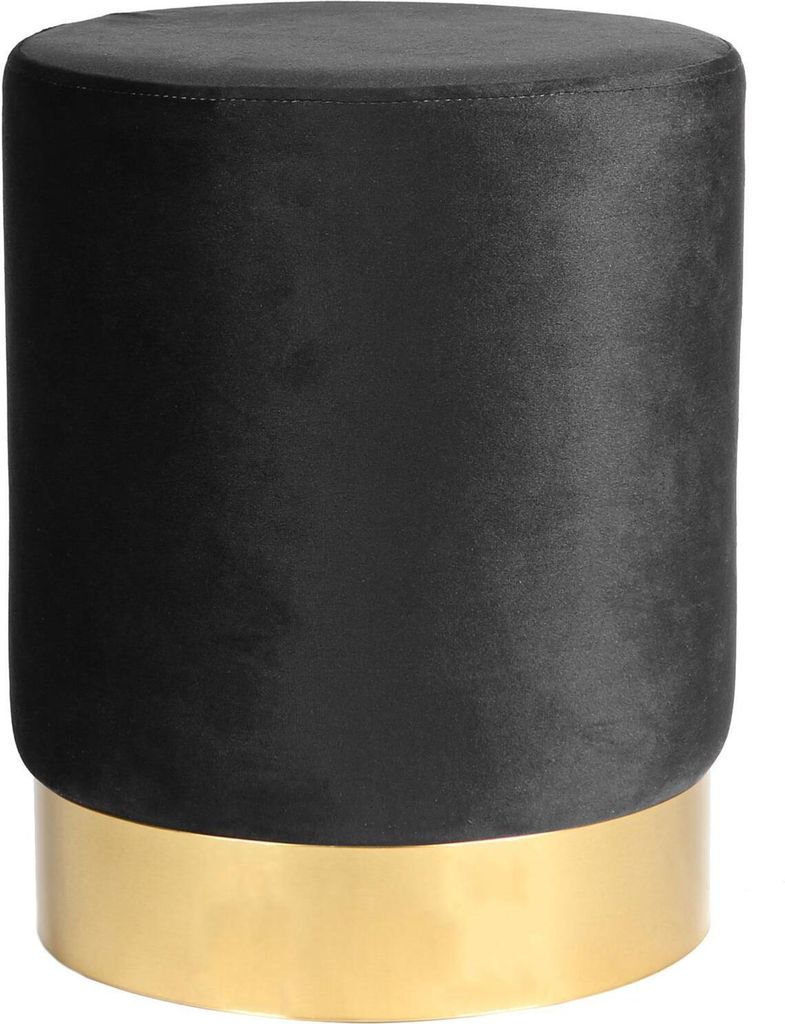 Harbour Housewares Runder Samt-Fußhocker – H36 x T29 cm – Schwarz