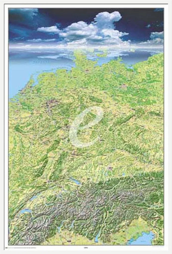 Carte Allemagne pour Décoration Bureau avec Cadre Blanc Shinsuke Robuste