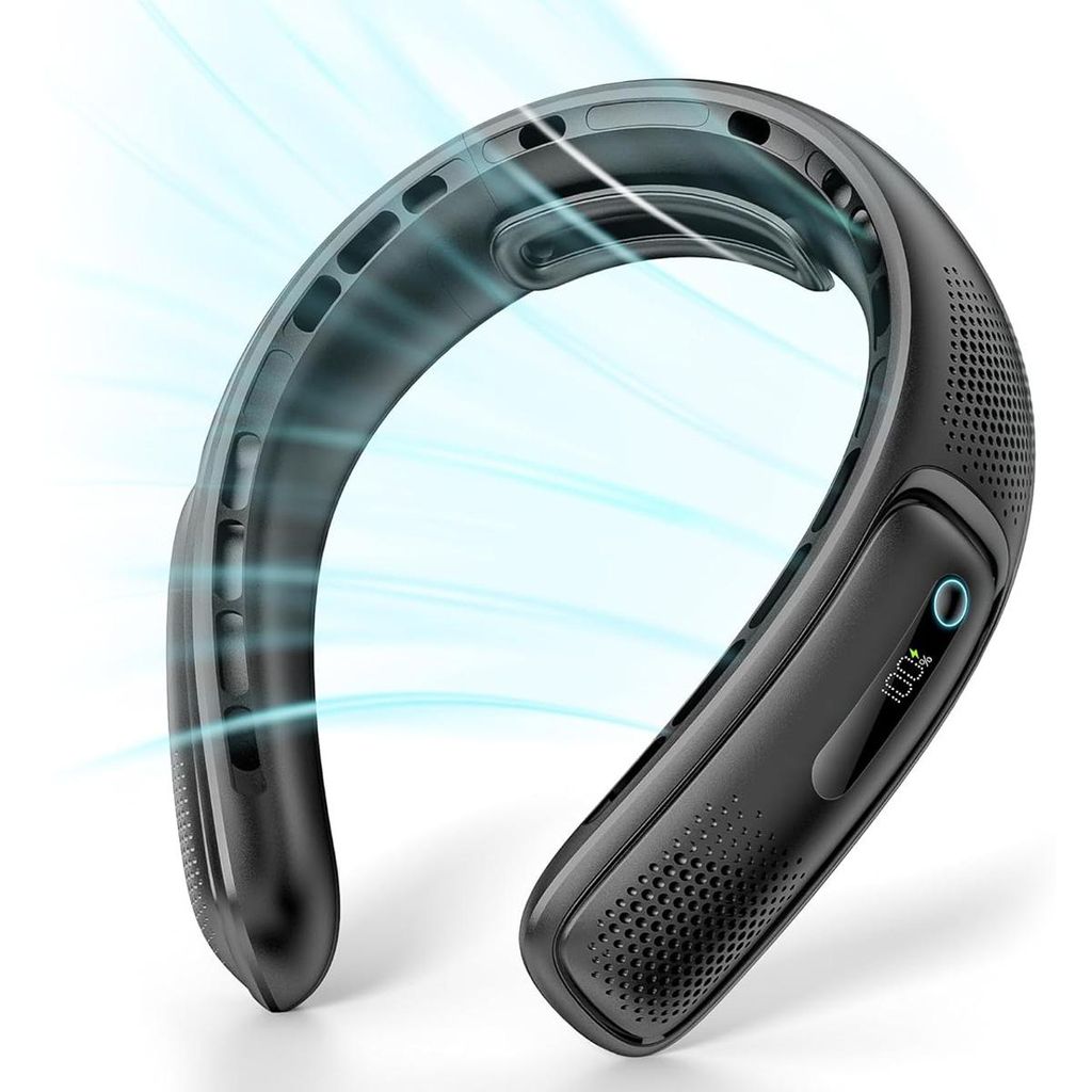 Tragbarer Nackenventilator, kleiner persönlicher tragbarer Kühler, LED-Anzeige, 4000 mAh, geeignet für Geburtstage, Reisen, Outdoor usw.