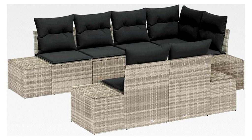 Garten-Ecksofa Set mit Kissen, hellgrau, für 5 Personen - Outdoor-Sitzgruppe