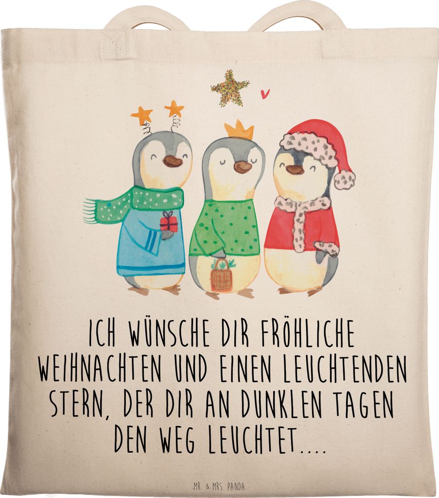 Mr. & Mrs. Panda Tote Bag Winterzeit Heilige drei Könige - Transparent - Geschenk, Laptoptasche, Schultasche, Tasche, Winter, Weihnachten, Heiliga...