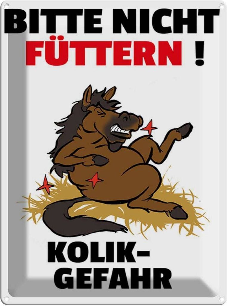 vianmo Blechschild 40x30 cm bitte nicht füttern Pferd Kolik Spruch Zitat