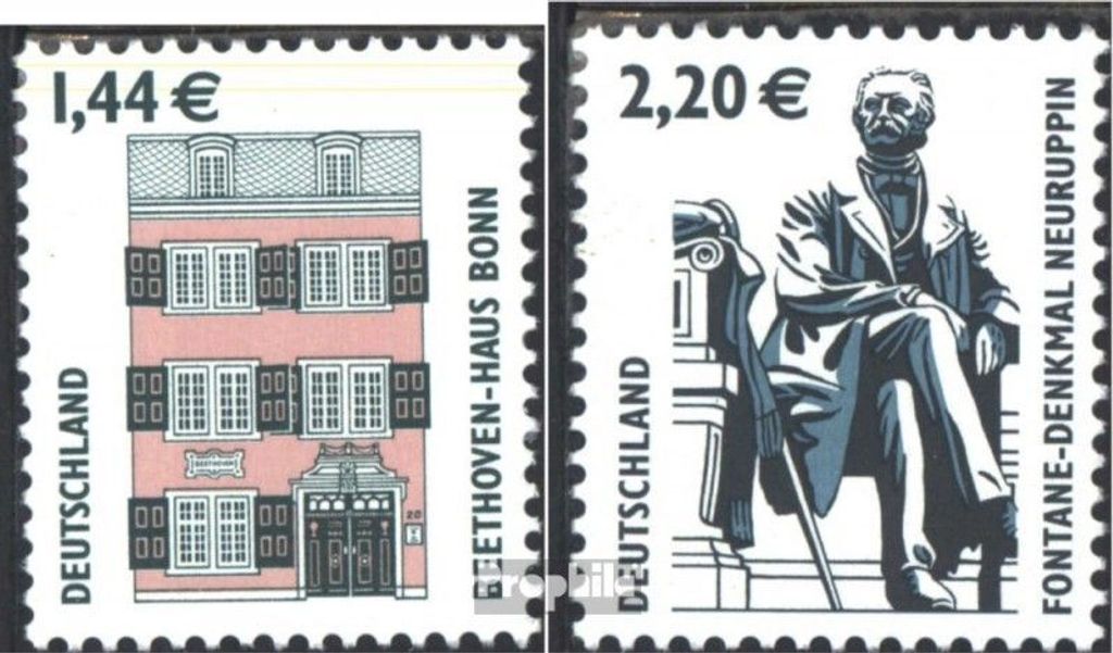 Briefmarken BRD (BR.Deutschland) 2003 Mi 2306R-2307R mit Zählnummer (kompl.Ausg.) postfrisch Sehenswürdigkeiten