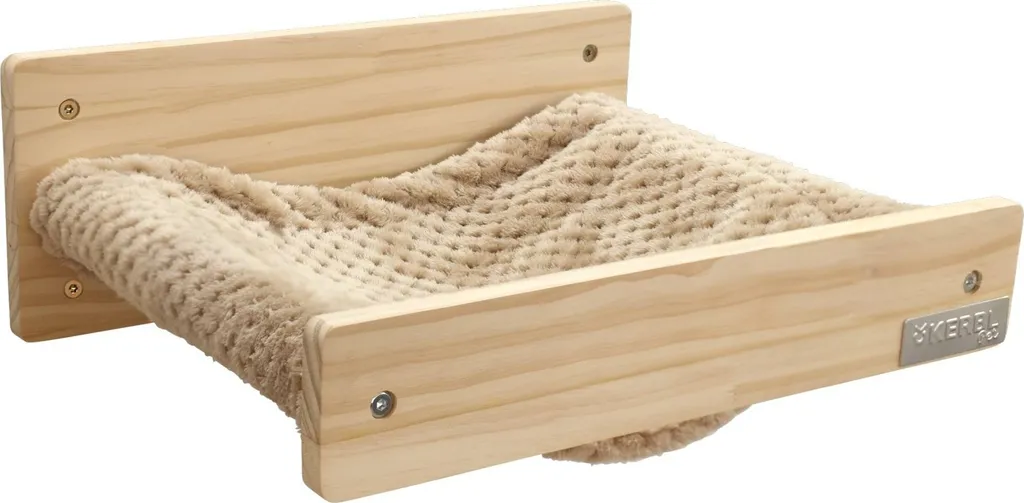 Amaca da parete in legno, 38 x 33,5 x 16 cm, naturale/grigio, Kerbl