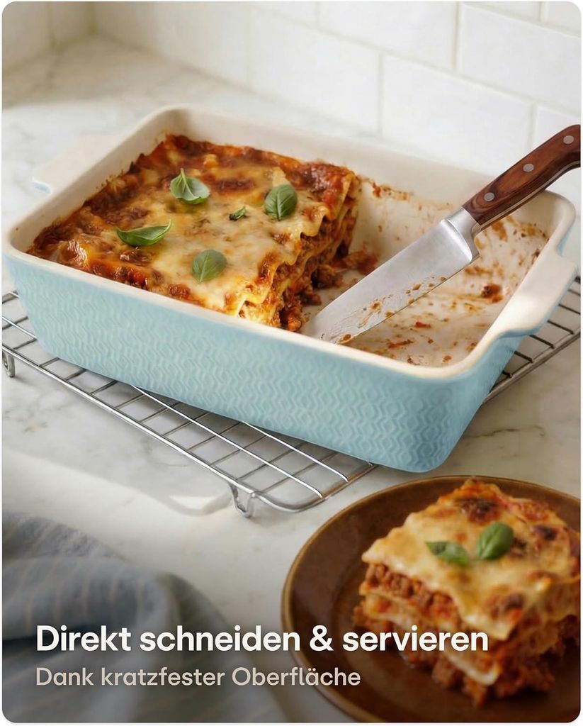 Auflaufform Groß Keramik Eckig Blau Für Lasagne