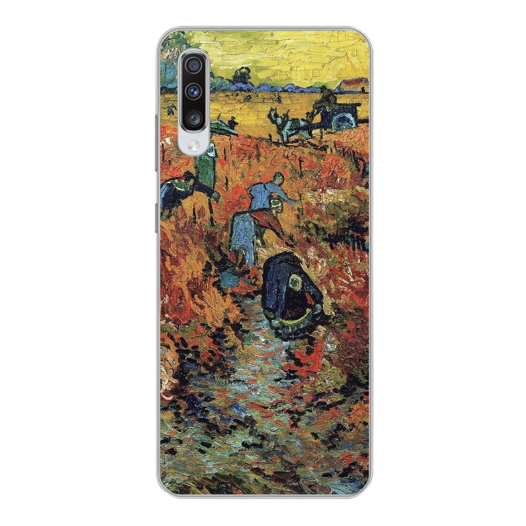 MuchoWow Handyhülle Schutzhülle Hülle für Samsung Galaxy A70 Der rote Weinberg - Vincent van Gogh Silikon Softcase Handy Hülle - Schutzhaube