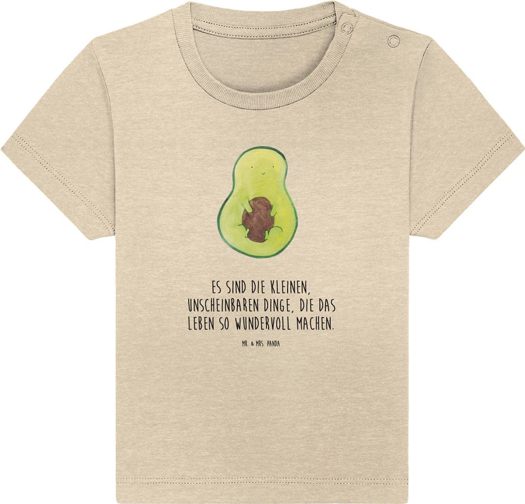 Mr. & Mrs. Panda Babyshirt Avocado Kern 12. - 18. Monat - Natural Raw - Geschenk, Baby T-Shirt, Kinder Oberteil, Spruch Leben, Kleinkind Shirt, Pfl...