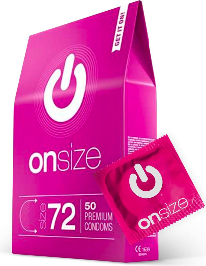 ON) ONsize Kondome I 72 mm Breite I 50 Stück Packung I Premium Hauchzart I Mit Silikon Gleitgel I Dünne 0,07 mm Wandstärke I Vegan I for Men