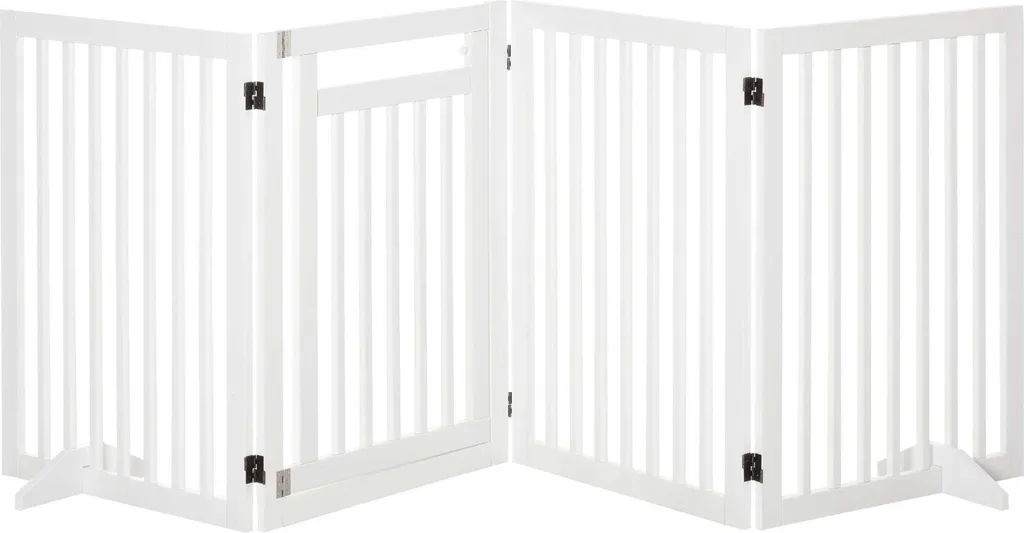 Barrière chien pliable 4 pans avec pieds de support stable coloris blanc
