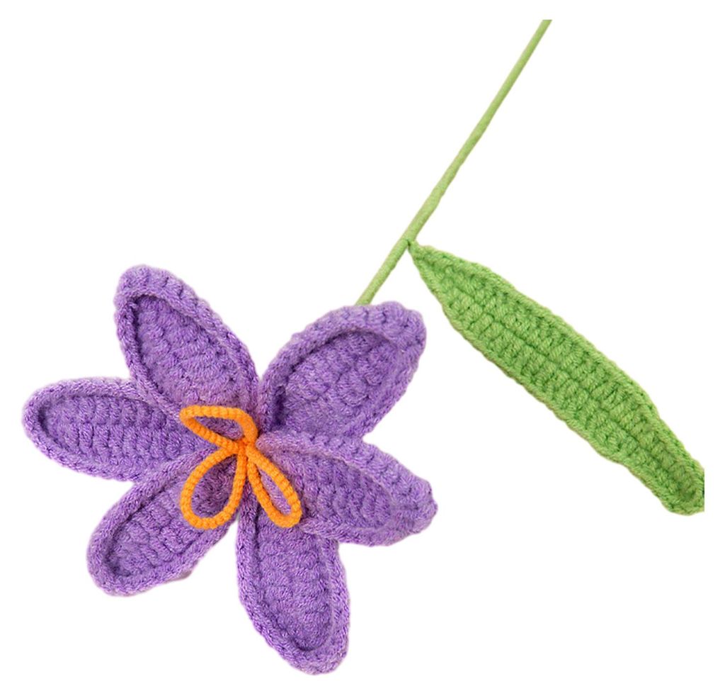 Gehäkelte Tulpe mit Stiel und Blatt – Handgefertigte Strickblume – Blumendekoration aus Garn – Geschenk zum Muttertag, Geburtstag oder Weihn...