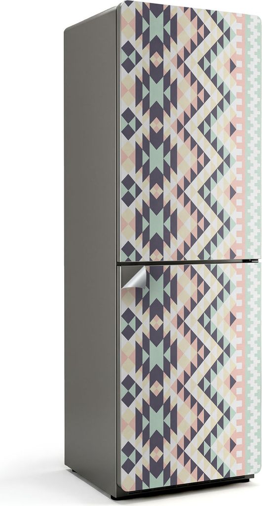 Geometrisches Muster mit Dreiecken – Kühlschrank Aufkleber – Klebefolie Kühlschrank – Kühlschrank Nachbildung – Kühlschrankfolie selbst...