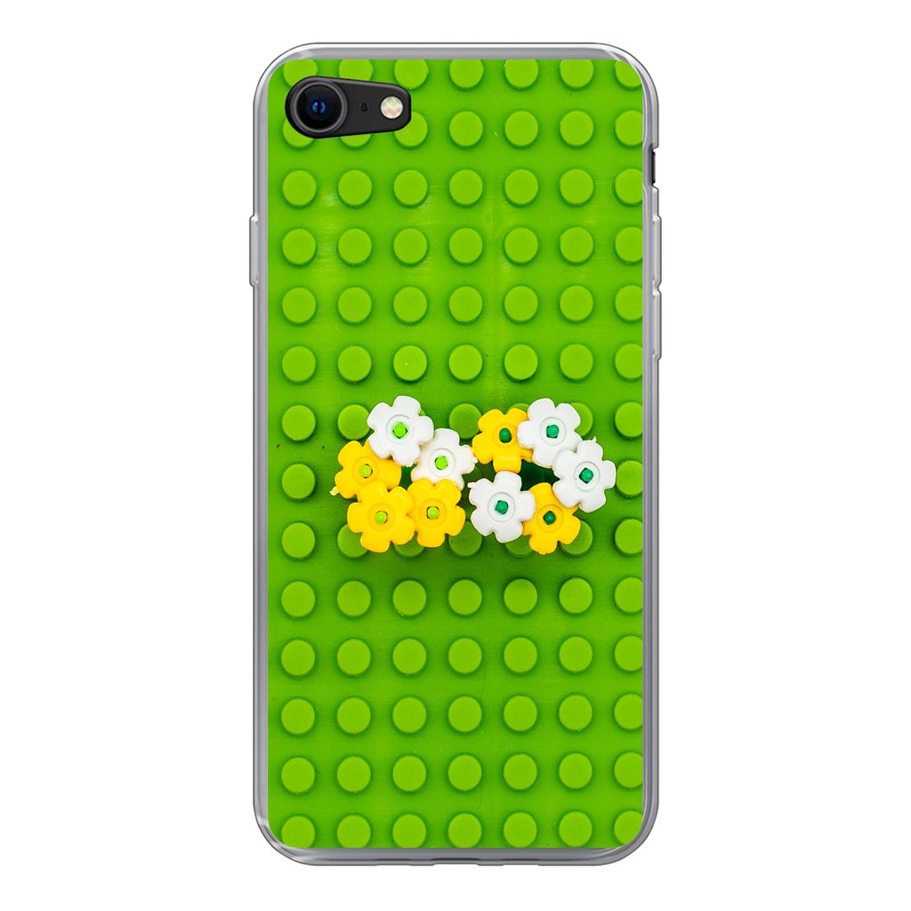 MuchoWow Handyhülle Schutzhülle Hülle für iPhone 7 Unterlage mit Blumen Silikon Softcase Handy Hülle - Kartenhalter