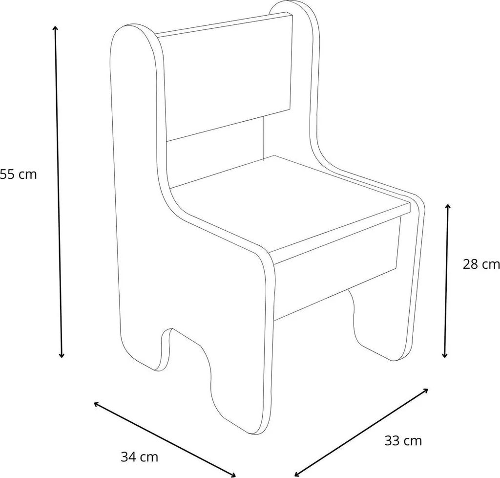 Table enfant et chaises blanches bords arrondis avec rangement pratique