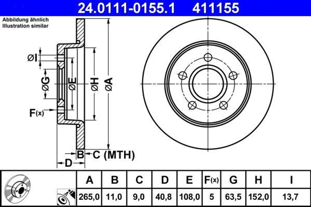 Disque de frein ventilé avant pour C-Max et Focus - ATE 24.0111-0155.1